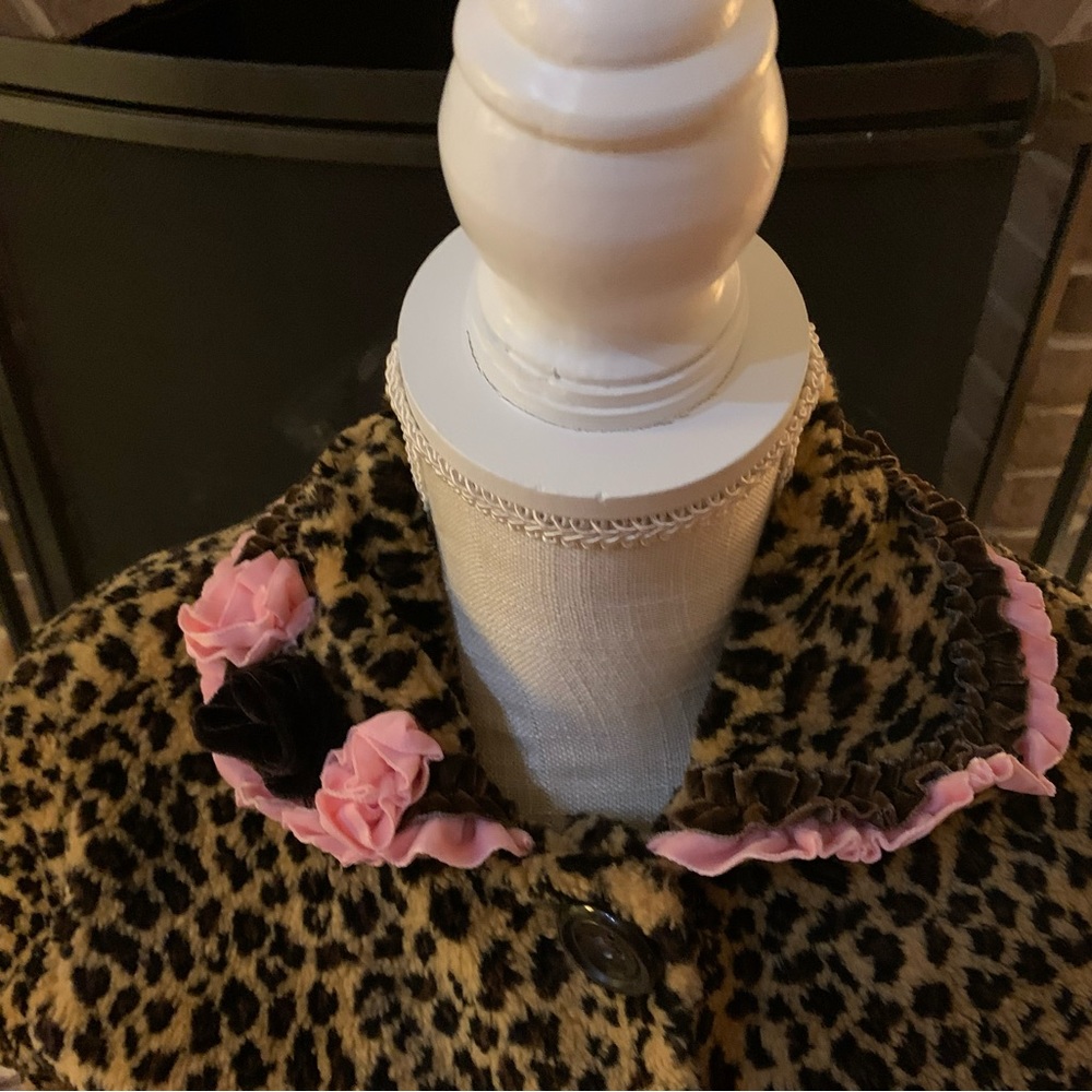 💗Adorable Girl’s Corky and Company faux fur leopard coat size 6x💗